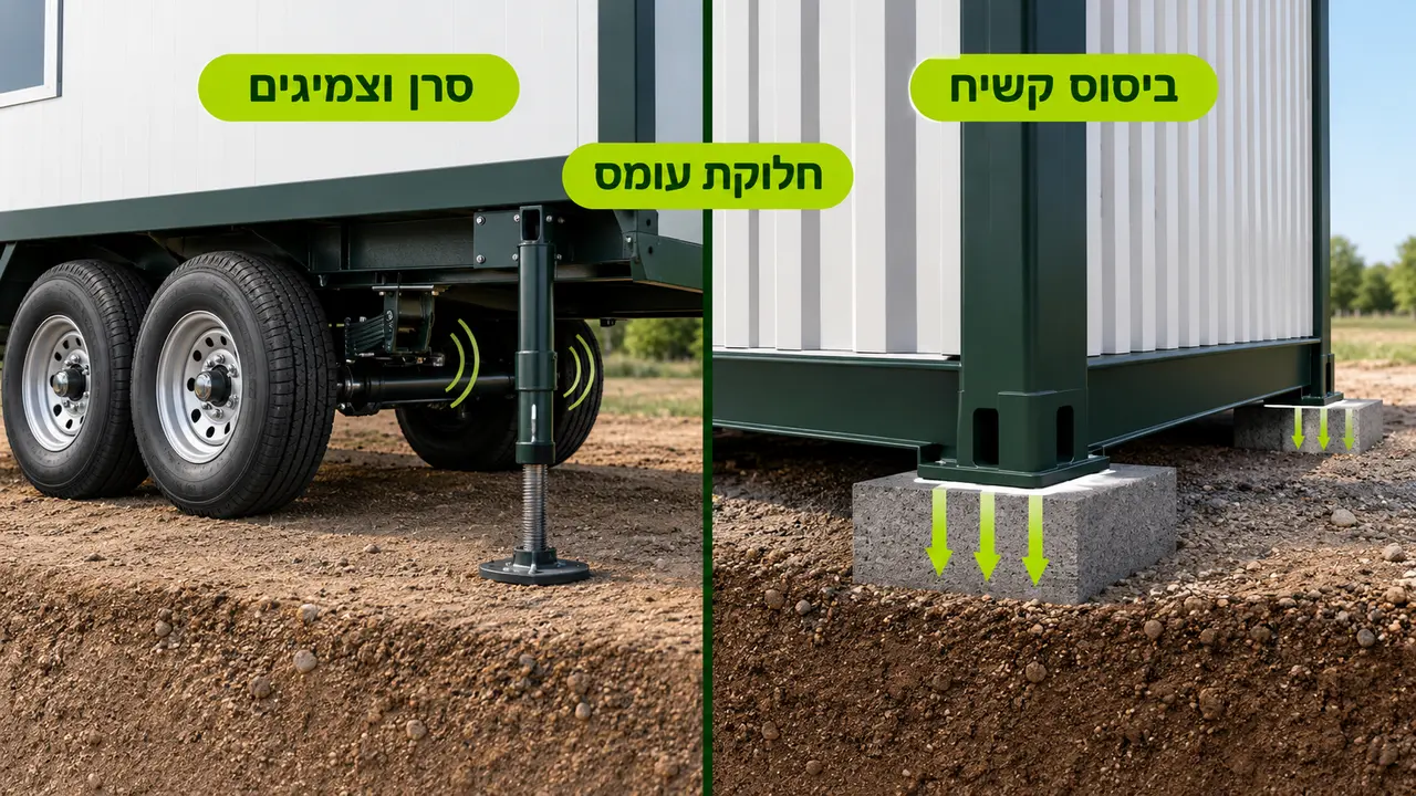 איך שונה היציבות של מבנה נייד מול מבנה יביל?