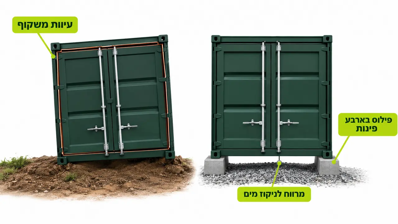 הכנת השטח ונקודות תמיכה לפילוס מדויק